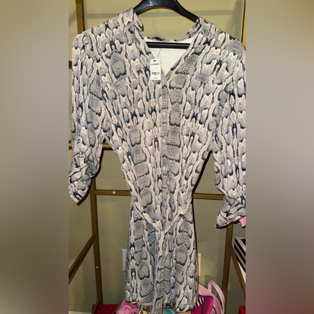 Express Blue and White Snakeskin Blouse